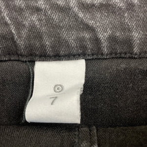 Girls Target, black stretch denim overalls dress / pinafore, GUC, size 7, L: 63cm