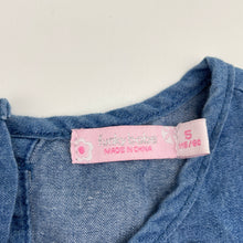 Load image into Gallery viewer, Girls Funky Babe, lightweight chambray cotton dress, EUC, size 5, L: 56cm