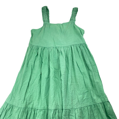 Girls Anko, green crinkle cotton summer dress, GUC, size 12, L: 73cm