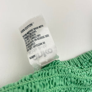 Girls Anko, green crinkle cotton summer dress, GUC, size 12, L: 73cm