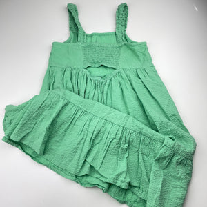 Girls Anko, green crinkle cotton summer dress, GUC, size 12, L: 73cm