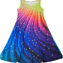 Load image into Gallery viewer, Girls DENATER, soft feel, stretchy colourful dress, armpit to armpit: 31cm, EUC, size 8-10, L: 70cm