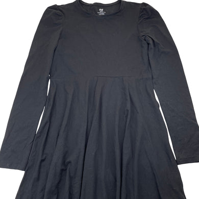 Girls H&M, black, organic cotton long sleeve dress, EUC, size 14-15, L: 80cm