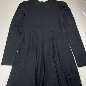 Girls H&M, black, organic cotton long sleeve dress, EUC, size 14-15, L: 80cm