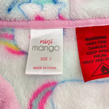 Load image into Gallery viewer, Girls Mango, fleece dressing gown / bathrobe, unicorns, EUC, size 7,  