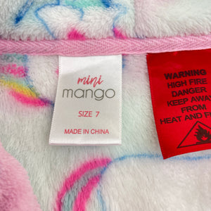 Girls Mango, fleece dressing gown / bathrobe, unicorns, EUC, size 7,  
