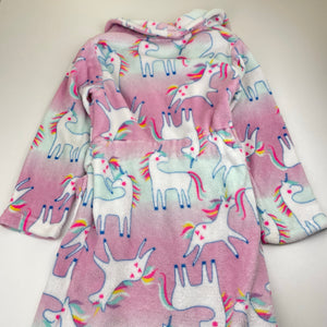 Girls Mango, fleece dressing gown / bathrobe, unicorns, EUC, size 7,  