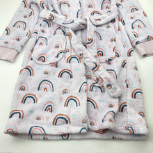 Load image into Gallery viewer, Girls Gem Look, fleece dressing gown / bathrobe, rainbows, FUC, size 7,  