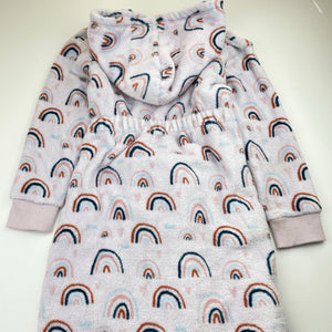 Girls Gem Look, fleece dressing gown / bathrobe, rainbows, FUC, size 7,  