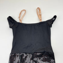 Load image into Gallery viewer, Girls Costume Gallery, black sequin dance jumpsuit / outfit, EUC, size 4-6,  