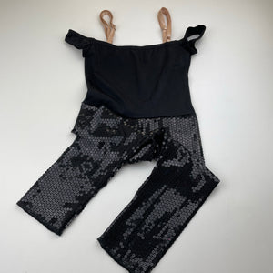 Girls Costume Gallery, black sequin dance jumpsuit / outfit, EUC, size 4-6,  
