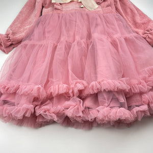Girls fleece-lined, winter party dress, armpit to armpit: 32cm, shoulder to cuff: 37cm, EUC, size 5-6, L: 65cm