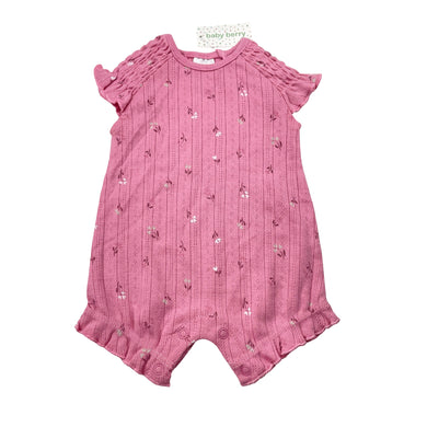 Girls Baby Berry, floral pointelle cotton romper, NEW, size 0000,  