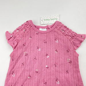 Girls Baby Berry, floral pointelle cotton romper, NEW, size 0000,  