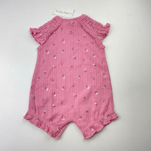 Girls Baby Berry, floral pointelle cotton romper, NEW, size 0000,  