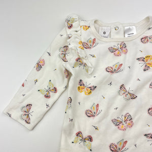 Girls Target, cotton ruffle bodysuit / romper, butterflies, EUC, size 0,  