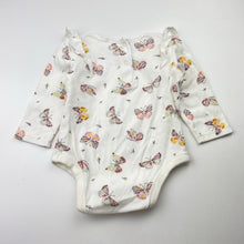 Load image into Gallery viewer, Girls Target, cotton ruffle bodysuit / romper, butterflies, EUC, size 0,  