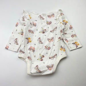 Girls Target, cotton ruffle bodysuit / romper, butterflies, EUC, size 0,  