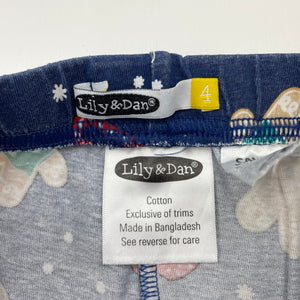 Unisex Lily & Dan, cotton Christmas pyjama shorts, wash fade, FUC, size 4,  