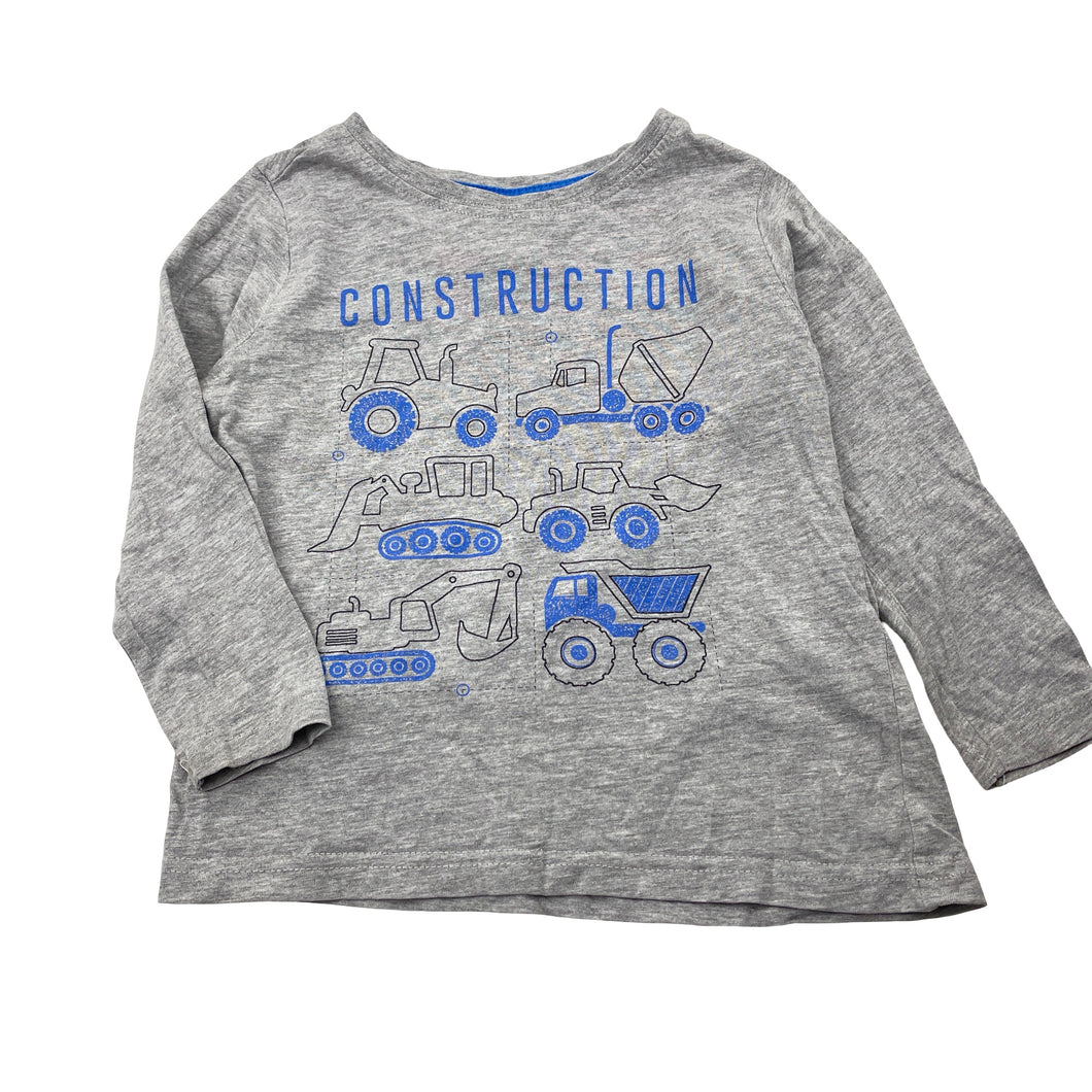Boys H&T, long sleeve tee / top, diggers, GUC, size 2,  