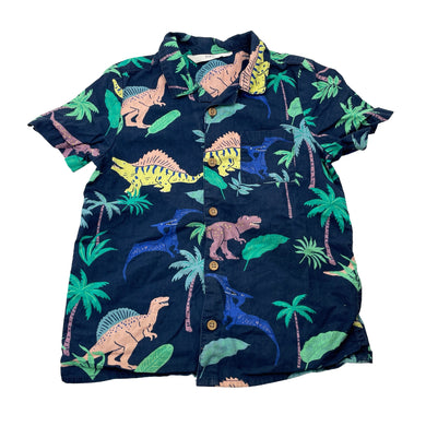 Boys M&S, lightweight cotton short sleeve shirt, dinosaurs, GUC, size 3,  