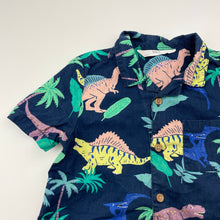 Load image into Gallery viewer, Boys M&amp;S, lightweight cotton short sleeve shirt, dinosaurs, GUC, size 3,  