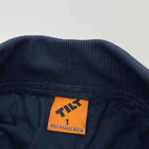Boys Tilt, lined navy cotton pants, elasticated, EUC, size 1,  