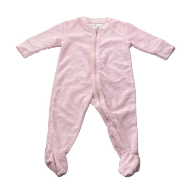 Girls Tiny Little Wonders, pink terry zip coverall / romper, EUC, size 0000,  