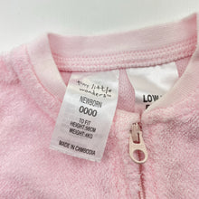 Load image into Gallery viewer, Girls Tiny Little Wonders, pink terry zip coverall / romper, EUC, size 0000,  
