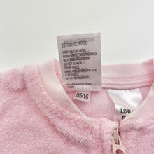 Load image into Gallery viewer, Girls Tiny Little Wonders, pink terry zip coverall / romper, EUC, size 0000,  
