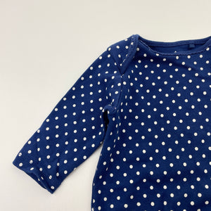 Girls Next, blue & white spot cotton bodysuit / romper, EUC, size 000,  