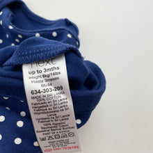 Load image into Gallery viewer, Girls Next, blue &amp; white spot cotton bodysuit / romper, EUC, size 000,  
