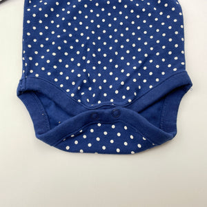 Girls Next, blue & white spot cotton bodysuit / romper, EUC, size 000,  