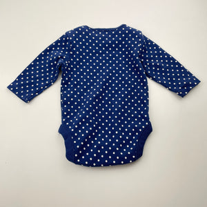 Girls Next, blue & white spot cotton bodysuit / romper, EUC, size 000,  