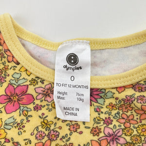 Girls Anko, floral cotton summer romper, GUC, size 0,  