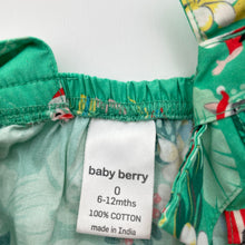 Load image into Gallery viewer, Girls Baby Berry, lightweight cotton Christmas romper, EUC, size 0,  