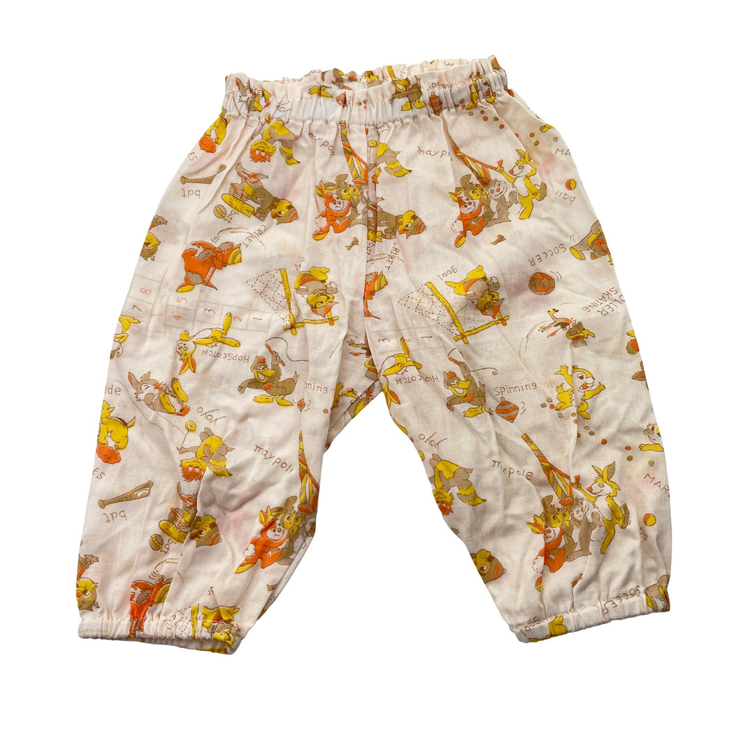 Girls lightweight, vintage print pants / bottoms, elasticated, EUC, size 000,  