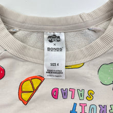 Load image into Gallery viewer, Unisex Bonds, x The Wiggles Fruit Salad Soft Threads Pullover, light marks, FUC, size 4,  
