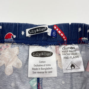Unisex Lily & Dan, cotton Christmas pyjama shorts, wash fade, FUC, size 6,  