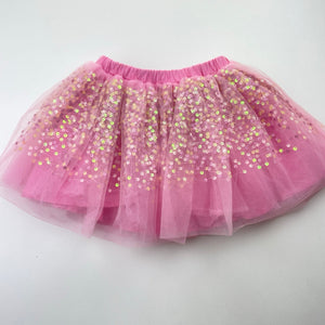 Girls Seed, cotton lined tull & sequin skirt, elasticated, EUC, size 4,  