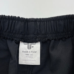 Unisex Track n Field, black sports / activewear shorts, elasticated, EUC, size 12,  