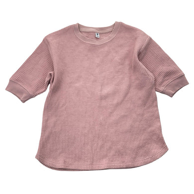 Girls Uniqlo, pink waffle short sleeve top, EUC, size 5-6,  