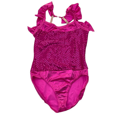 Girls A WISH COME TRUE, metallic pink dance leotard costume (Forever Young), FUC, size 12-14,  