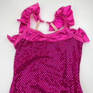 Girls A WISH COME TRUE, metallic pink dance leotard costume (Forever Young), FUC, size 12-14,  
