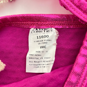 Girls A WISH COME TRUE, metallic pink dance leotard costume (Forever Young), FUC, size 11-12,  