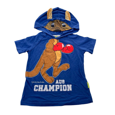 Boys W.A.Jacobs, cotton hooded tee / top, kangaroo, EUC, size 2,  