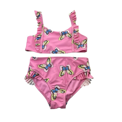 Girls Target, pink swim top & bottoms, butterflies, EUC, size 8,  