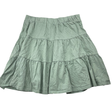 Girls Target, green cotton skirt, elasticated, L: 39cm, EUC, size 14,  