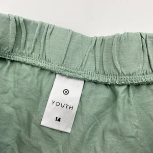 Girls Target, green cotton skirt, elasticated, L: 39cm, EUC, size 14,  