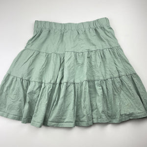 Girls Target, green cotton skirt, elasticated, L: 39cm, EUC, size 14,  